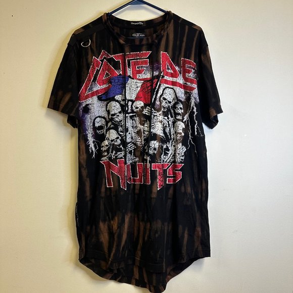 LONG Cote De Nuits Designer Skulls England Cities T-shirt Men's Large - Picture 1 of 5